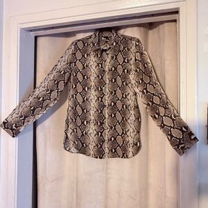 The Kooples 100% Silk Snake Print Long Sleeve Blouse